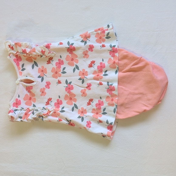 child of mine peach floral cotton bodysuit dress 6-9 months baby girl - Picture 6 of 8